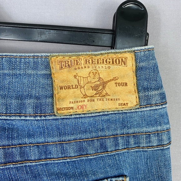 True Religion Womens Joey Flare Twisted Hem Flap Pocket Jeans in Med Was… - Picture 5 of 10